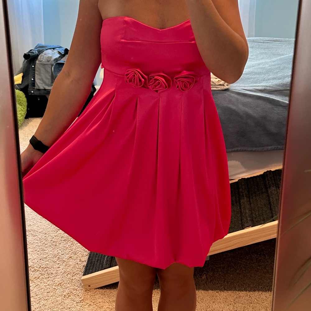 Vintage Barbie Pink Silk Bubble Dress with Rose Accents